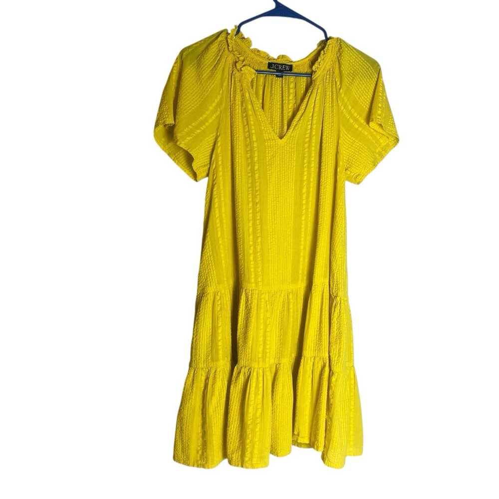 J.Crew Ruffle-Trim‎ Tiered Dress Cotton Dobby Yellow Size XXS